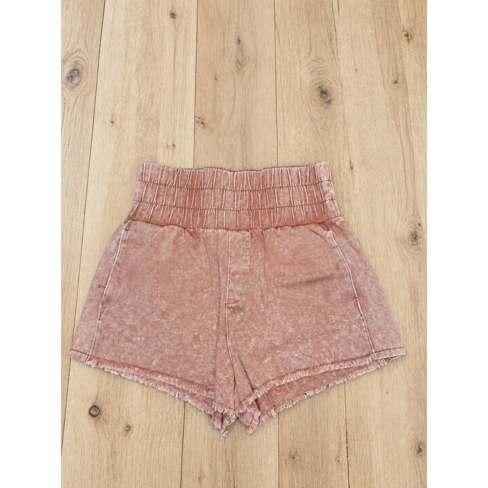 Very J Womens Small Rust Mineral Wash High Rise Frayed Hem Shorts NWT